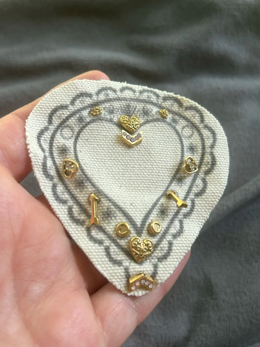 NWT Free People Gold-Tone Heart & Arrow Stud Earring Set on Iron on Patch